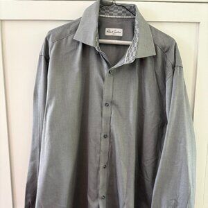 Men's Robert Graham Button-down Shirt, Gray, Size 46/18, 100% Cotton